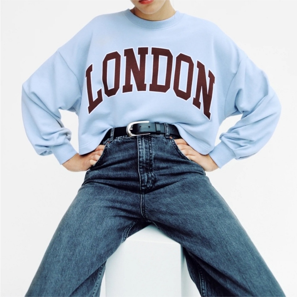 ZARA | Cropped Sweatshirt with London Text
